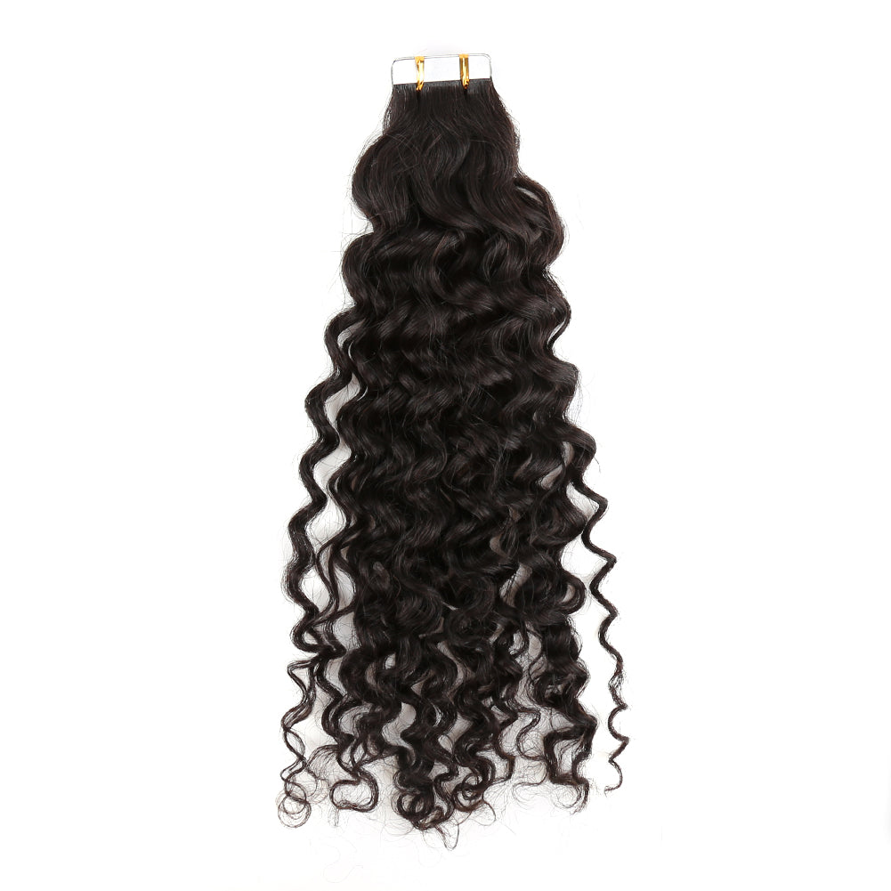 PU Tape In Hair Extensions Curly Wave