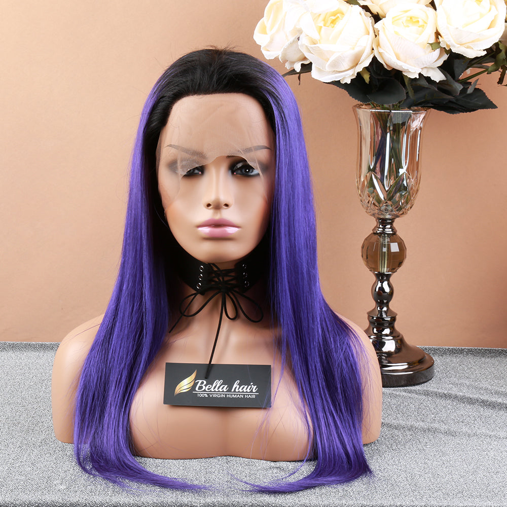 On Sale 150% Density Full Lace Wig #1B / Purple Color Straight - Bella Hair