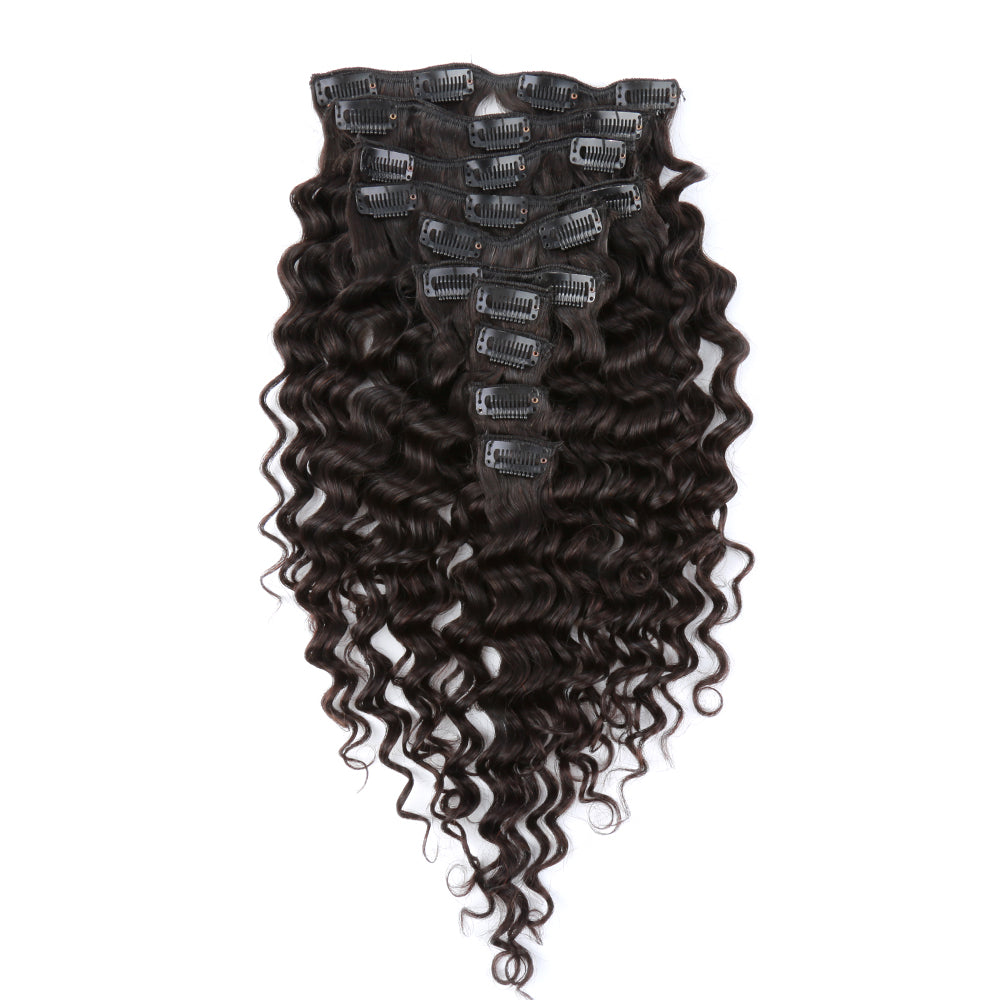 Clip-In Hair Extensions 160G Deep Wave Natural Black