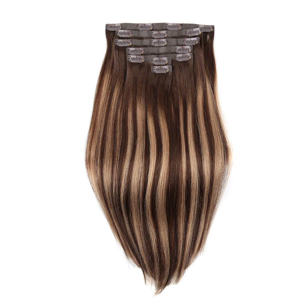Premium Highlight Blonde 160G Seamless Clip-In Hair Extensions #T4/27/P4