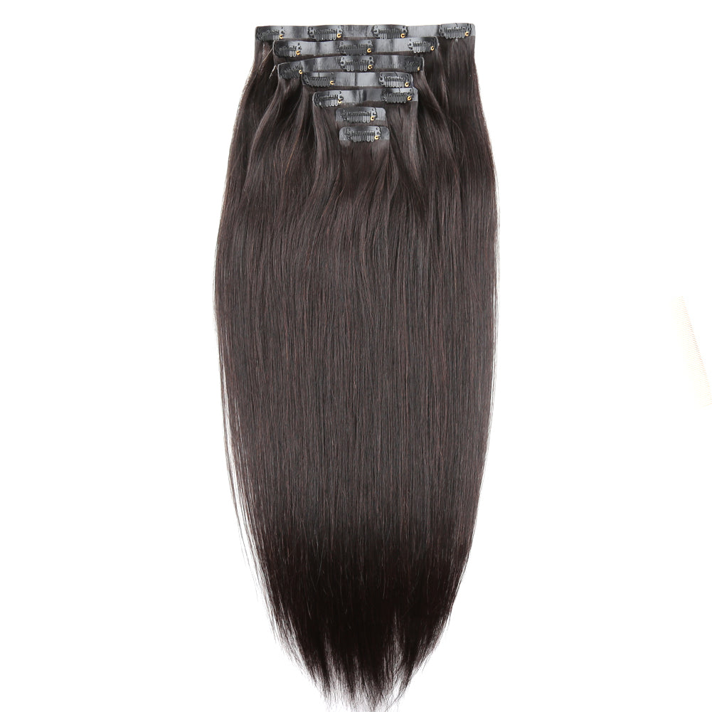 Natural Black 160G Seamless Clip-In Hair Extensions Straight