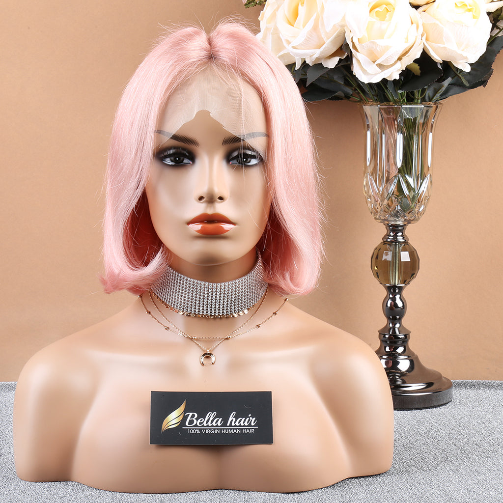 Bob Full Lace Wig Blonde Pink Grey Blue Mint Purple Virgin Hair